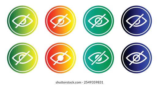 Hide icon set. show and hide password vector icon illustration. Crossed out eye icon set. EPS 10