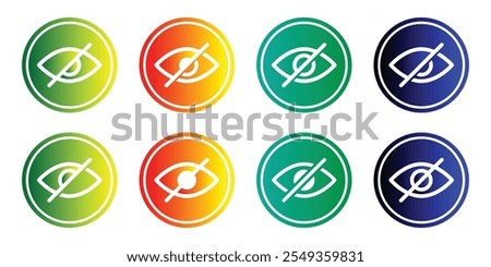 Hide icon set. show and hide password vector icon illustration. Crossed out eye icon set. EPS 10