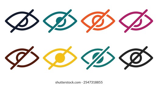 Hide icon vector , eye crossed icon set. Password hide icons vector illustration eps 10.