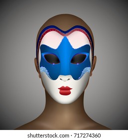hide identity, hide problems of sexual minorities concept, man in vivid carnival mask, gender identification questions, vector