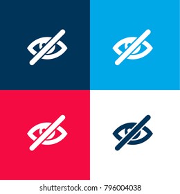 Hide interface symbol four color material and minimal icon logo set in red and blue