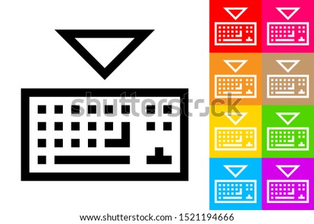 Hide Keyboard. Line Icon With Different Color Background.