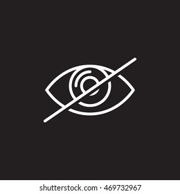 Hide line icon, strikeout eye outline vector logo illustration, linear pictogram isolated on black