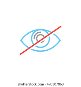 Hide line icon, strikeout eye outline vector logo illustration, linear pictogram isolated on white