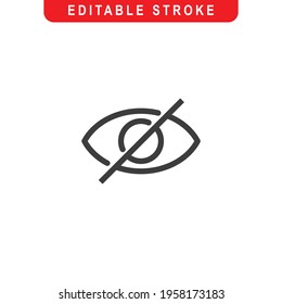 Hide Outline Icon. Invisible Line Art Logo. Vector Illustration. Isolated on White Background. Editable Stroke