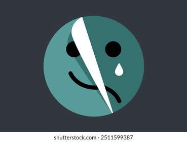 Hide pain sad face emoji illustration