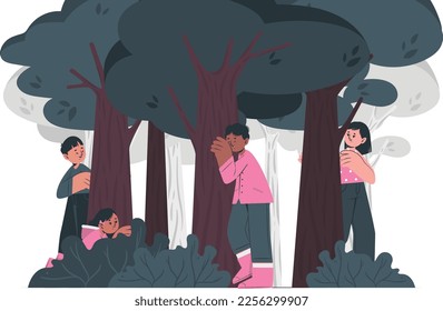 Hide and seek game illustration vector