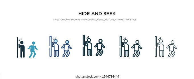 hide and seek icon in different style vector illustration. two colored and black hide and seek vector icons designed in filled, outline, line stroke style can be used for web, mobile, ui