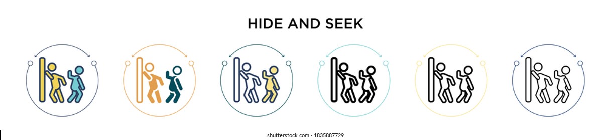 Hide and seek icon in filled, thin line, outline and stroke style. Vector illustration of two colored and black hide and seek vector icons designs can be used for mobile, ui, web