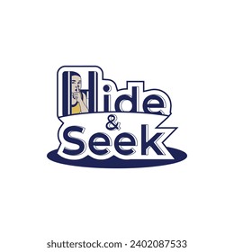 Hide And Seek Logo. featuring a small child hiding behind a wall with the letter H. Simple and attractive, suitable for any industry, especially when it comes to logos.