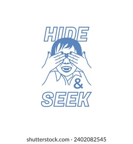 Hide And Seek Logo. showing a small child covering his eyes with both hands. Simple and attractive, suitable for any industry, especially when it comes to logos.