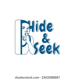 Hide And Seek Logo. showing a small child hiding behind a wall. Simple and attractive, suitable for any industry, especially when it comes to logos.