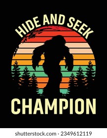 Hide and Seek T-Shirt Design, Bigfoot T-Shirt Design