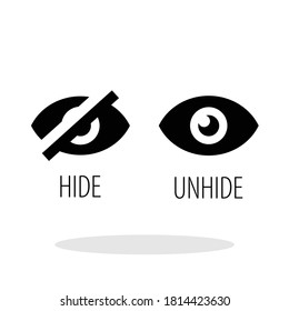 Hide and Unhide icon in trendy flat style. Eye with/without cross symbol set for your web site design, logo, app, UI Vector EPS 10. 