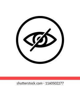 Hide vector icon, eye symbol. Simple, flat design for web or mobile app