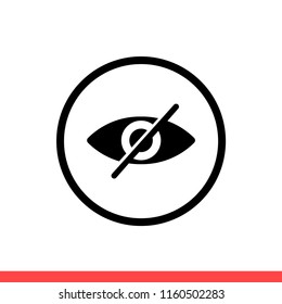 Hide vector icon, eye symbol. Simple, flat design for web or mobile app