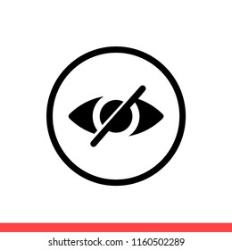 Hide vector icon, eye symbol. Simple, flat design for web or mobile app