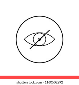 Hide vector icon, eye symbol. Simple, flat design for web or mobile app