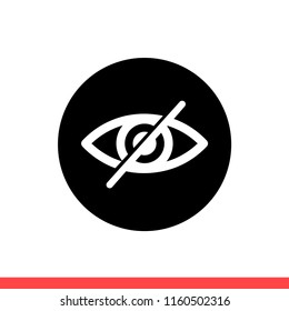 Hide vector icon, eye symbol. Simple, flat design for web or mobile app