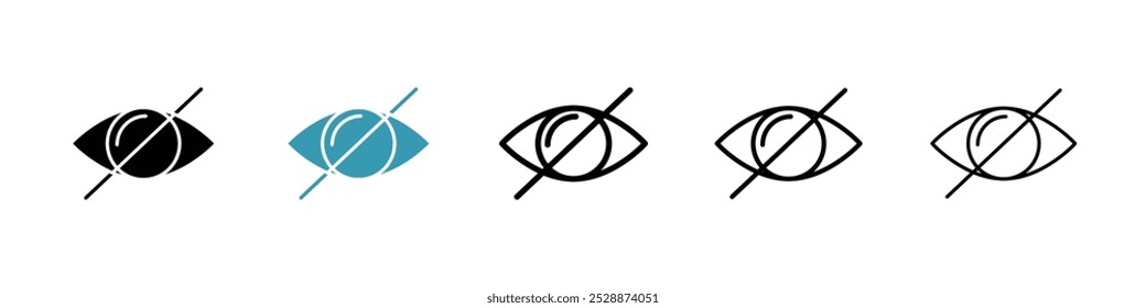 Hide vector icon set in black and blue colors.