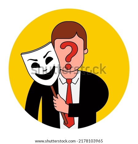 hide your face behind a mask. hide your identity. complete anonymity. flat vector illustration.