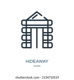 Hideaway Thin Line Icon. Joint, Burlesque Linear Icons From Sauna Concept Isolated Outline Sign. Vector Illustration Symbol Element For Web Design And Apps.