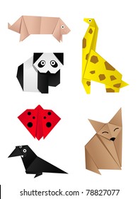 hi-detail vector of another origami of animals. See my portfolio for other origami image