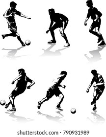 A lot of hi-detailed contour figures of soccer players.