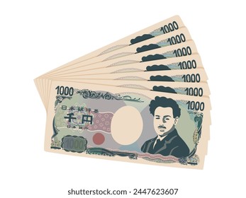 Hideyo Noguchi's illustration of a 1,000 yen bill fan