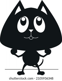 hiding cat illustration, children's drawing decorative minimalist strokes
