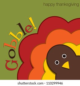 Hiding turkey felt Thanksgiving card in vector format.