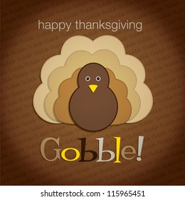 Hiding turkey felt Thanksgiving card in vector format.