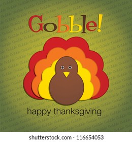 Hiding turkey felt Thanksgiving card in vector format.