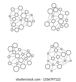 Hierachy, relation structure diagram, connected multiple size of circle with thin line.