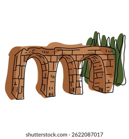 Hierapolis,  Turkey. Hand drawn vector illustration.