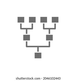 Hierarchical chart, player layout grey icon. Isolated on white background