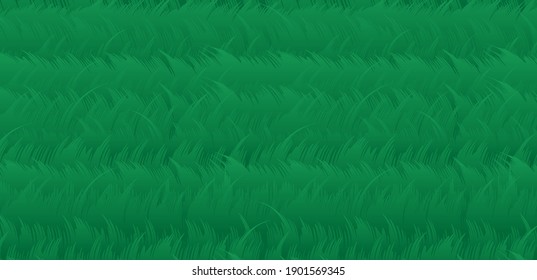 A hierarchical layout of fine comb-shaped objects colored with a green gradation. Each object is curved to the left and right. A background image imagining a meadow fluttering in the wind. Created wit
