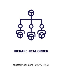 Hierarchical Order Icon From Business Collection. Thin Linear Hierarchical Order, Office, Branch Outline Icon Isolated On White Background. Line Vector Hierarchical Order Sign, Symbol For Web And 