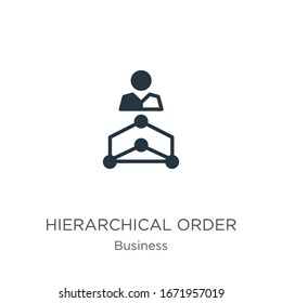 Vector de icono de orden jerárquico. Icono de orden jerárquico plano de moda de la colección empresarial aislado en fondo blanco. La ilustración vectorial puede utilizarse para el diseño gráfico web y móvil, el logotipo, 