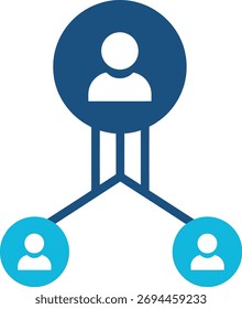 Organograma Hierárquico com Líder e Subordinados Representado em um Design Moderno