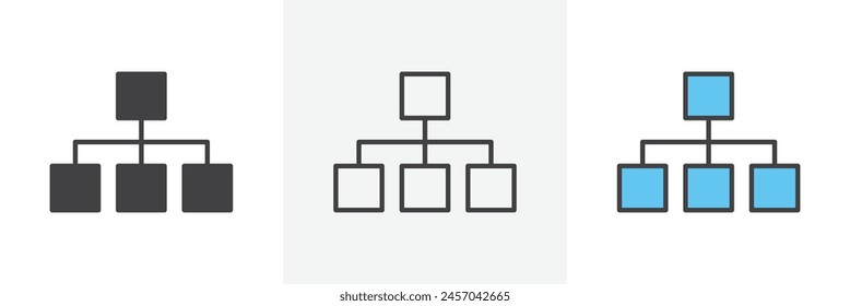 Hierarchical Organization Vector Icons for Flowcharts and Structures