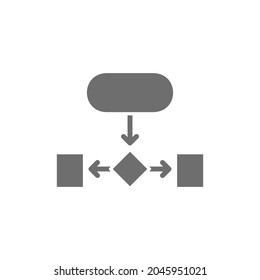 Estructura jerárquica, icono de gris gráfico auxiliar. Aislado sobre fondo blanco