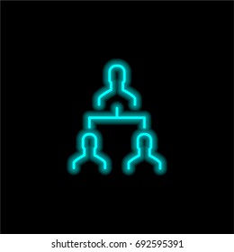 Hierarchical structure blue glowing neon ui ux icon. Glowing sign logo vector