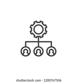 Hierarchical structure gear outline icon. linear style sign for mobile concept and web design. simple line vector icon. Symbol, logo illustration. Pixel perfect vector graphics