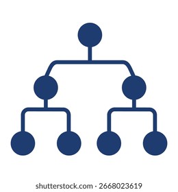 Hierarchical Structure Icon In Blue Monochrome Flat Design, Vector Illustration