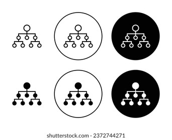 Hierarchical structure icon set. Organizational tree sign in black color.