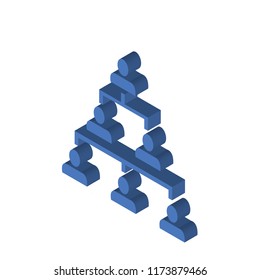 Hierarchical structure isometric left top view 3D icon