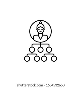 hierarchical structure line illustration icon on white background