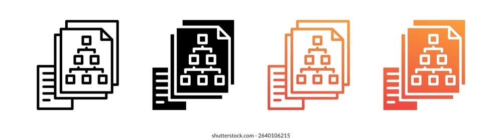 Hierarchical Structure Multi Style Icon Set Vector