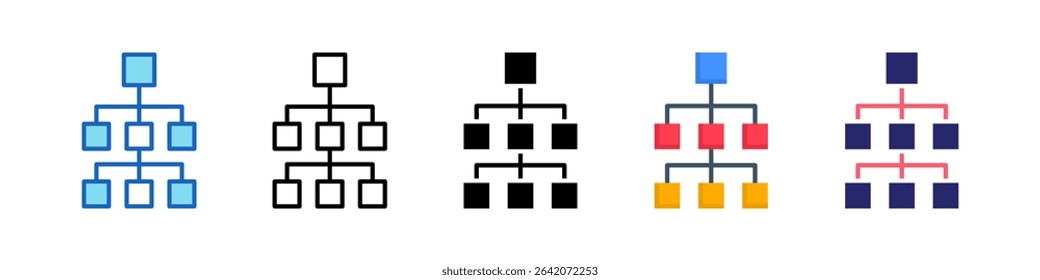 Hierarchical Structure Multiple Style Icon Set Collection.
